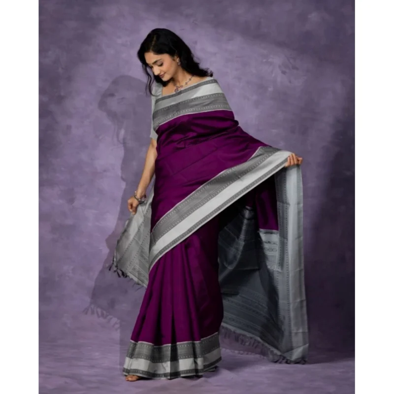 54457728808_3c58d50780_o_d-1000x1000-1.webp Generic Women's Silk Printed Saree With Unstitched Blouse 5.5Mtr (Purple)