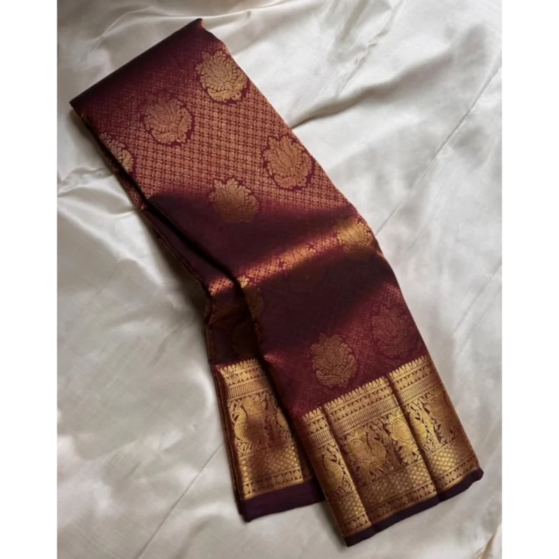 54457730123_aa1491aab2_o_d-1000x1000-1.webp Generic Women's Silk Printed Saree With Unstitched Blouse 5.5Mtr (Maroon)