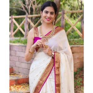 54457816609_04f88e3026_o_d-1000x1000-1.webp Generic Women's Silk Printed Saree With Unstitched Blouse 5.5Mtr (White)