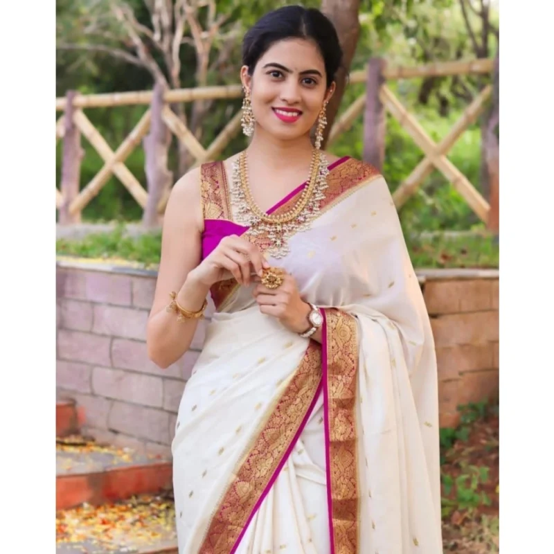 54457816609_04f88e3026_o_d-1000x1000-1.webp Generic Women's Silk Printed Saree With Unstitched Blouse 5.5Mtr (White)