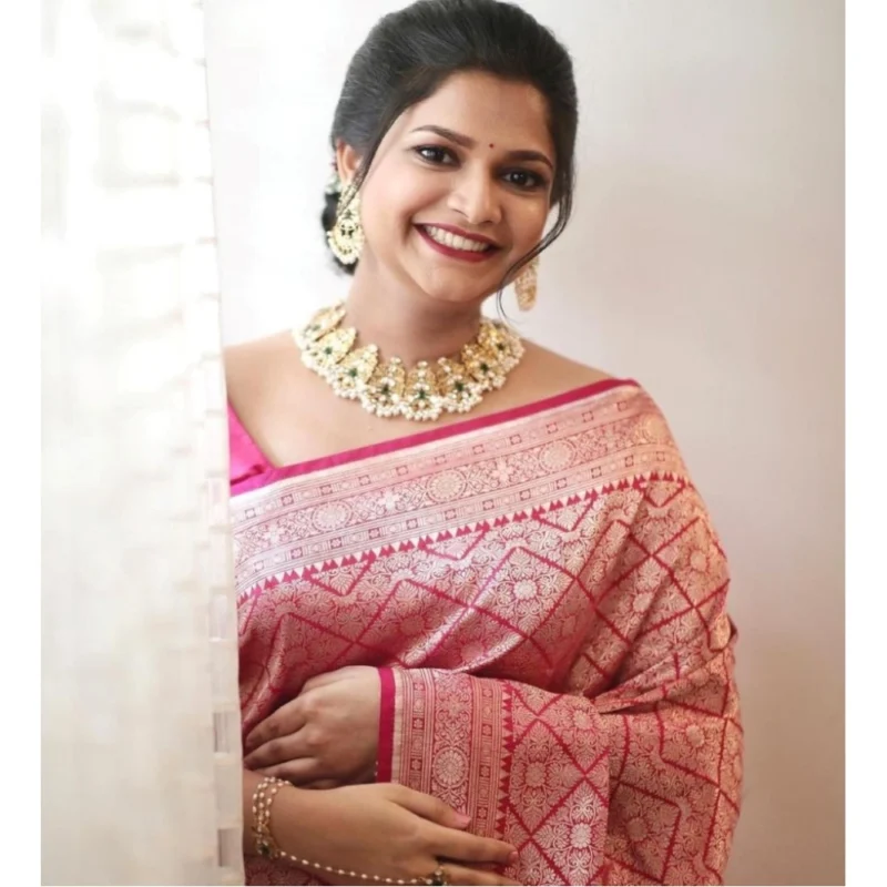 54457816614_e7a763437b_o_d-1000x1000-1.webp Generic Women's Silk Printed Saree With Unstitched Blouse 5.5Mtr (Pink)