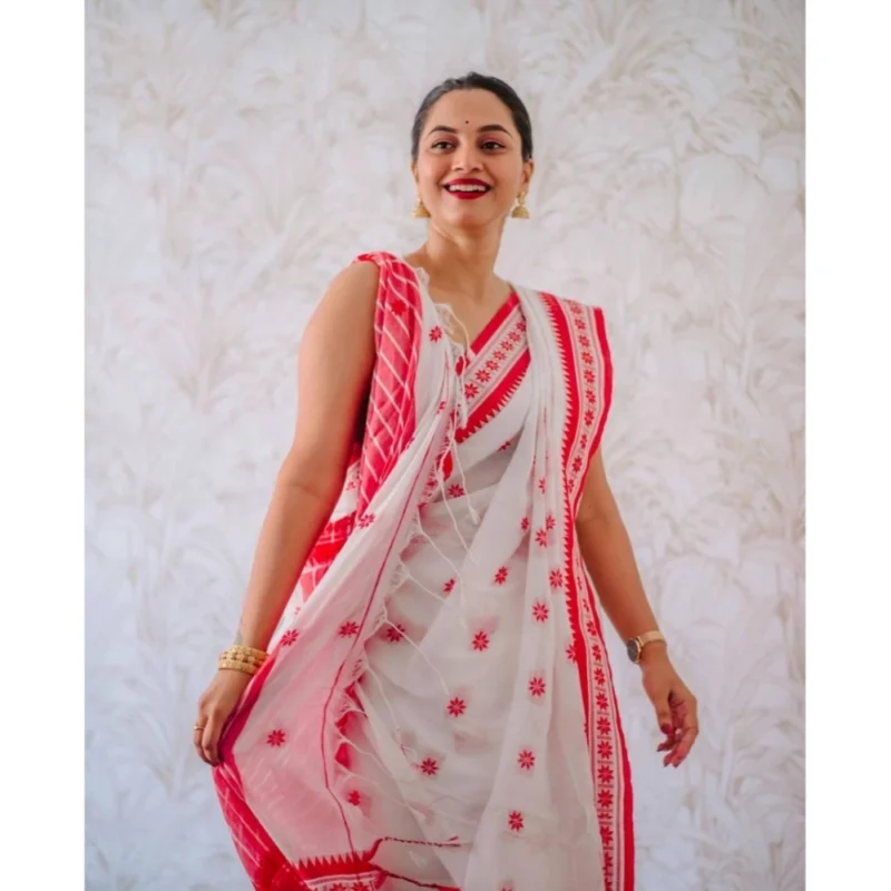 54457817830_308b756460_o_d-1000x1000-1.webp Generic Women's Cotton Printed Saree With Unstitched Blouse 5.5Mtr (White-Pink)