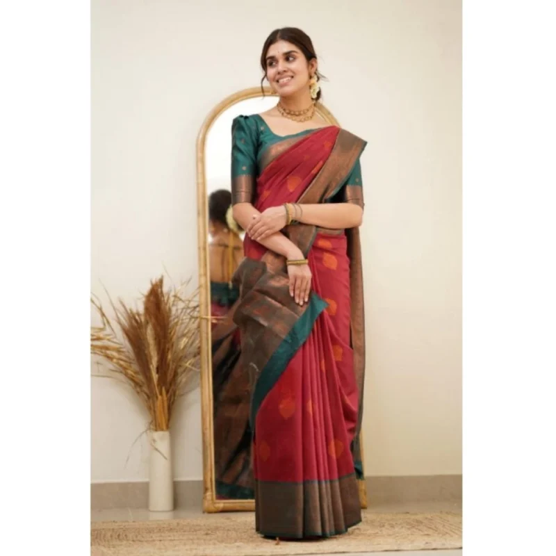 54457884203_75a9cfca00_o_d-1000x1000-1.webp Generic Women's Silk Printed Saree With Unstitched Blouse 5.5Mtr (Red)