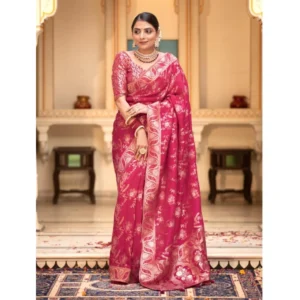 54457884358_5e9e138f88_o_d-1000x1000-1.webp Generic Women's Silk Printed Saree With Unstitched Blouse 5.5Mtr (Pink)