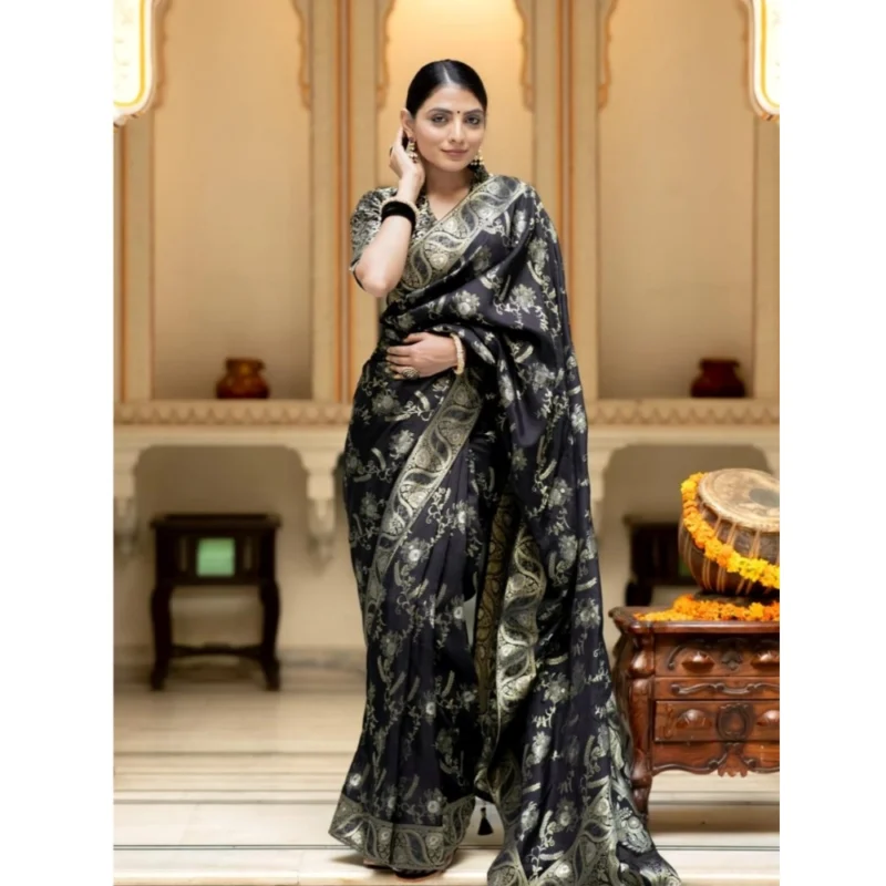 54457884433_2a29c884d2_o_d-1000x1000-1.webp Generic Women's Silk Printed Saree With Unstitched Blouse 5.5Mtr (Black)
