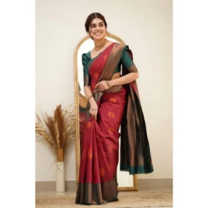 54457986365_34cbe32359_o_d-1000x1000-1.webp Generic Women's Silk Printed Saree With Unstitched Blouse 5.5Mtr (Red)