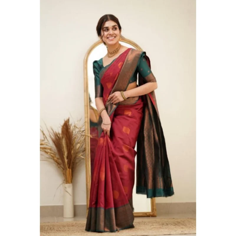 54457986365_34cbe32359_o_d-1000x1000-1.webp Generic Women's Silk Printed Saree With Unstitched Blouse 5.5Mtr (Red)