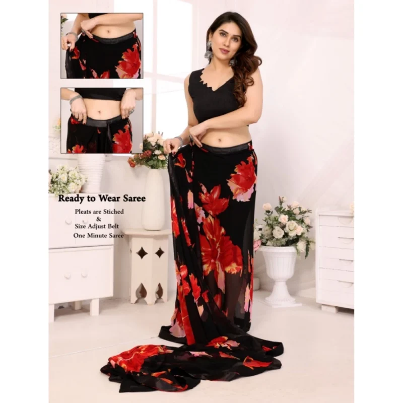 54459583733_a7214f4e9d_o_d-1000x1000-1.webp Generic Women's Small Lace Georgette Printed Ready-to-Wear Saree With Unstitched Blouse 5.5 Mtr (Black-Red)
