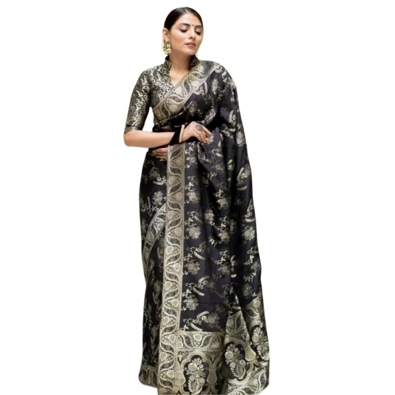 54464938887_80bfb4bfb1_o_d-1000x1000-1.webp Generic Women's Silk Printed Saree With Unstitched Blouse 5.5Mtr (Black)