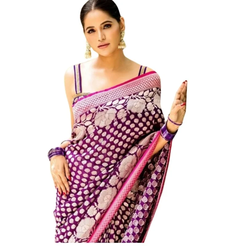 54464939027_7796a38a28_o_d-1000x1000-1.webp Generic Women's Silk Printed Saree With Unstitched Blouse 5.5Mtr (Purple)