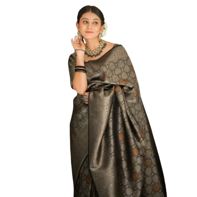 54464939877_d8528e5aa5_o_d-1000x1000-1.webp Generic Women's Silk Printed Saree With Unstitched Blouse 5.5Mtr (Black)