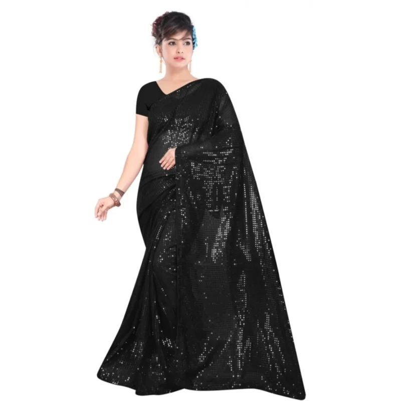 54465340636_2f9b53e8c3_o_d-1000x1000-1.webp Generic Women's Georgette Embellished Sequnece Bollywood Saree With Unstitched Blouse 5.5Mtr (Black)