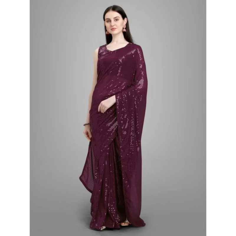 54465537579_1ea5dc694e_o_d-1000x1000-1.webp Generic Women's Georgette Embellished Sequnece Bollywood Saree With Unstitched Blouse 5.5Mtr (Purple)