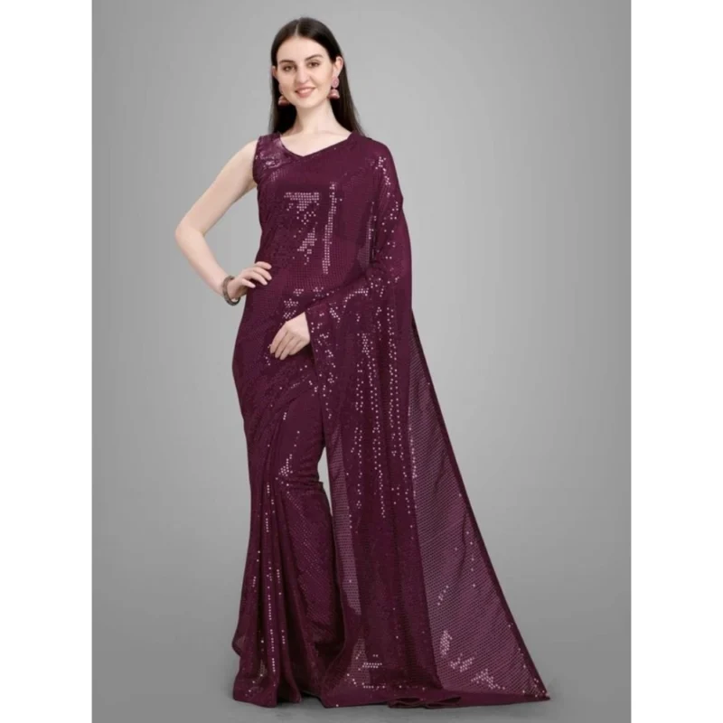 54465691750_5b76ba287e_o_d-1000x1000-1.webp Generic Women's Georgette Embellished Sequnece Bollywood Saree With Unstitched Blouse 5.5Mtr (Purple)