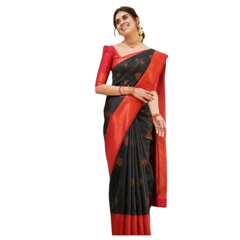 54465777771_495a857c0f_o_d-1000x1000-1.webp Generic Women's Silk Printed Saree With Unstitched Blouse 5.5Mtr (Black)