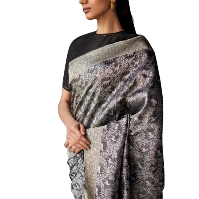 54465777921_c7a656f49c_o_d-1000x1000-1.webp Generic Women's Silk Printed Saree With Unstitched Blouse 5.5Mtr (Grey)