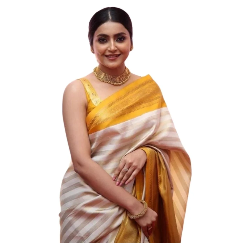54465777991_0811554e1b_o_d-1000x1000-1.webp Generic Women's Silk Printed Saree With Unstitched Blouse 5.5Mtr (Off White-Yellow)