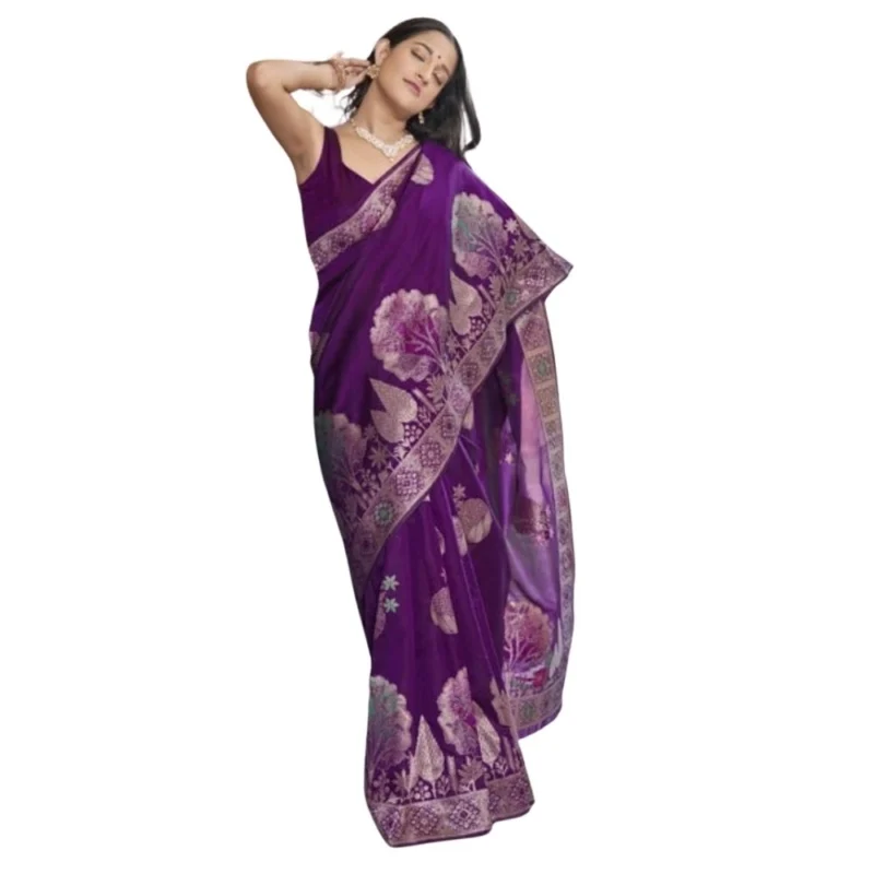 54465778096_e4e8256327_o_d-1000x1000-1.webp Generic Women's Silk Printed Saree With Unstitched Blouse 5.5Mtr (Purple)