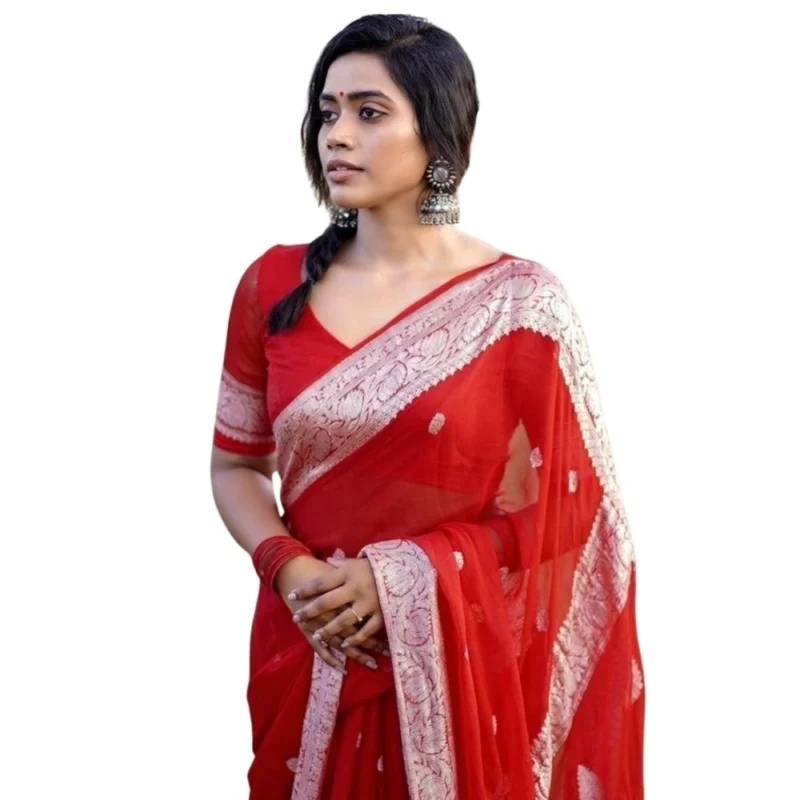 54465973529_3809664f81_o_d-1000x1000-1.webp Generic Women's Cotton Printed Saree With Unstitched Blouse 5.5Mtr (Red)