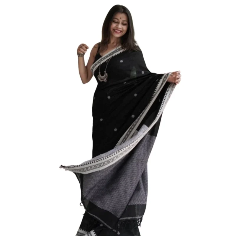 54465974139_db89abe6fc_o_d-1000x1000-1.webp Generic Women's Cotton Printed Saree With Unstitched Blouse 5.5Mtr (Black)