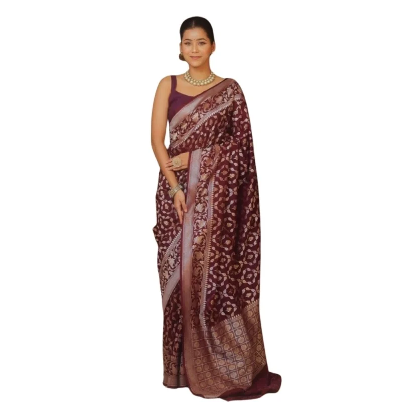 54466035533_377ee8990e_o_d-1000x1000-1.webp Generic Women's Silk Printed Saree With Unstitched Blouse 5.5Mtr (Maroon)