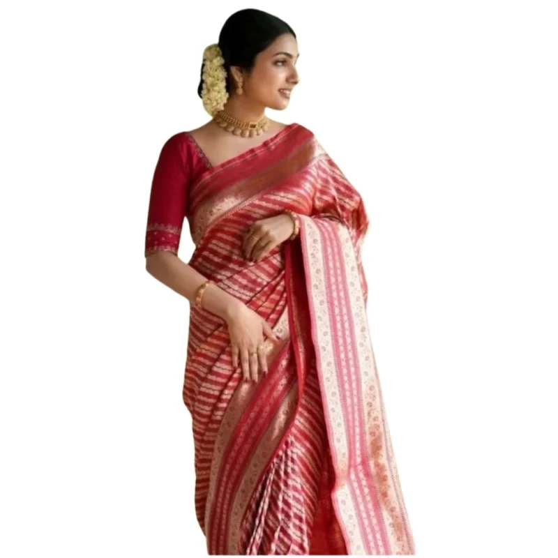 54466035643_0ff62725a4_o_d-1000x1000-1.webp Generic Women's Silk Printed Saree With Unstitched Blouse 5.5Mtr (Pink)