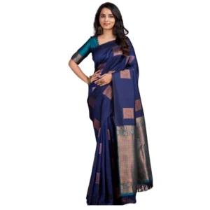 54466036108_44ef92f4fe_o_d-1000x1000-1.webp Generic Women's Silk Printed Saree With Unstitched Blouse 5.5Mtr (Navy Blue)