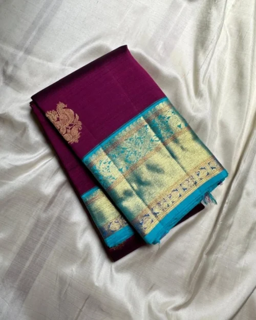 Generic Women's Silk Printed Saree With Unstitched Blouse 5.5Mtr (Wine)
