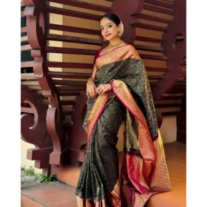 54466036448_40636a727f_o_d-1000x1000-1.webp Generic Women's Silk Printed Saree With Unstitched Blouse 5.5Mtr (Green)