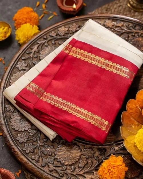 Generic Women's Silk Printed Saree With Unstitched Blouse 5.5Mtr (Off White)