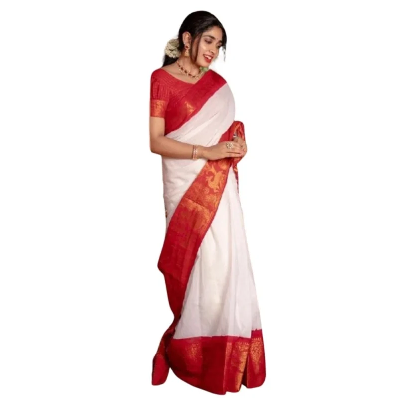 54466127485_45d58df414_o_d-1000x1000-1.webp Generic Women's Silk Printed Saree With Unstitched Blouse 5.5Mtr (White)