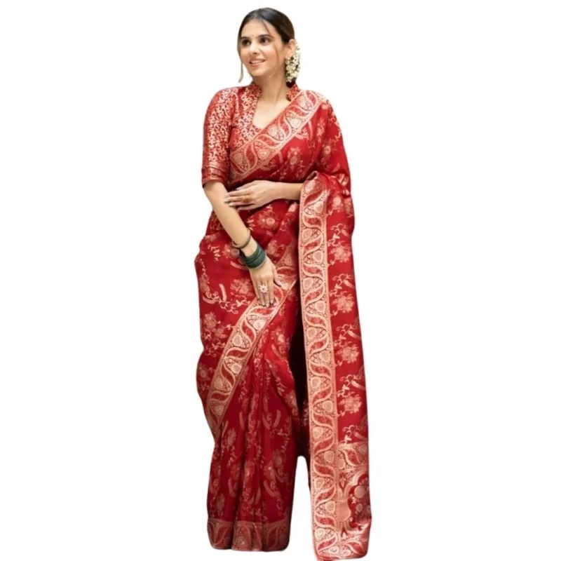 54466127510_6aa4dd3a86_o_d-1000x1000-1.webp Generic Women's Silk Printed Saree With Unstitched Blouse 5.5Mtr (Red)