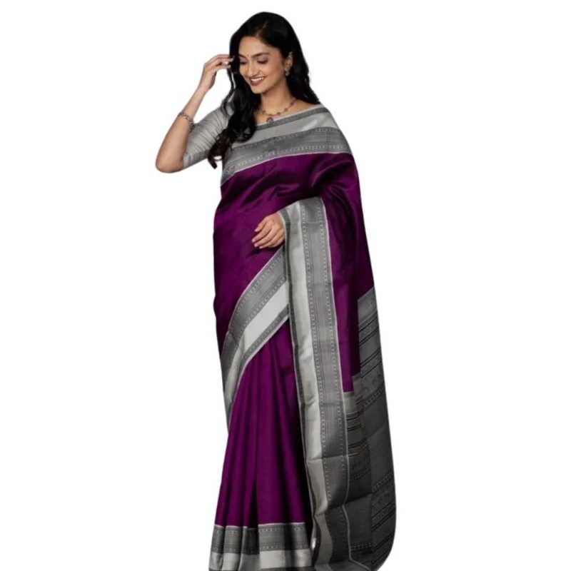 54466127825_9eaf961e1f_o_d-1000x1000-1.webp Generic Women's Silk Printed Saree With Unstitched Blouse 5.5Mtr (Purple)