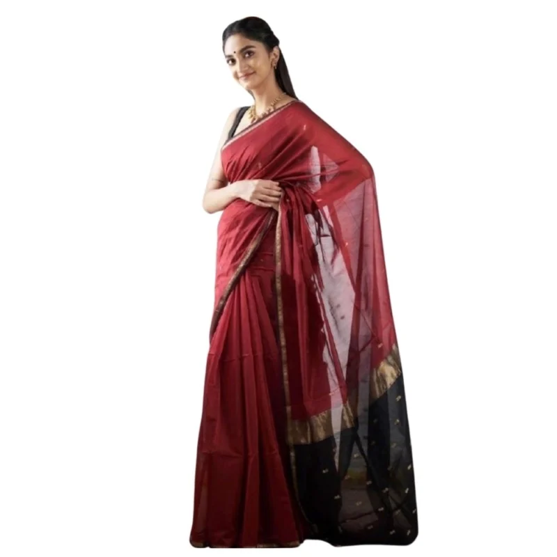 54466128075_1e183e8706_o_d-1000x1000-1.webp Generic Women's Cotton Printed Saree With Unstitched Blouse 5.5Mtr (Red)