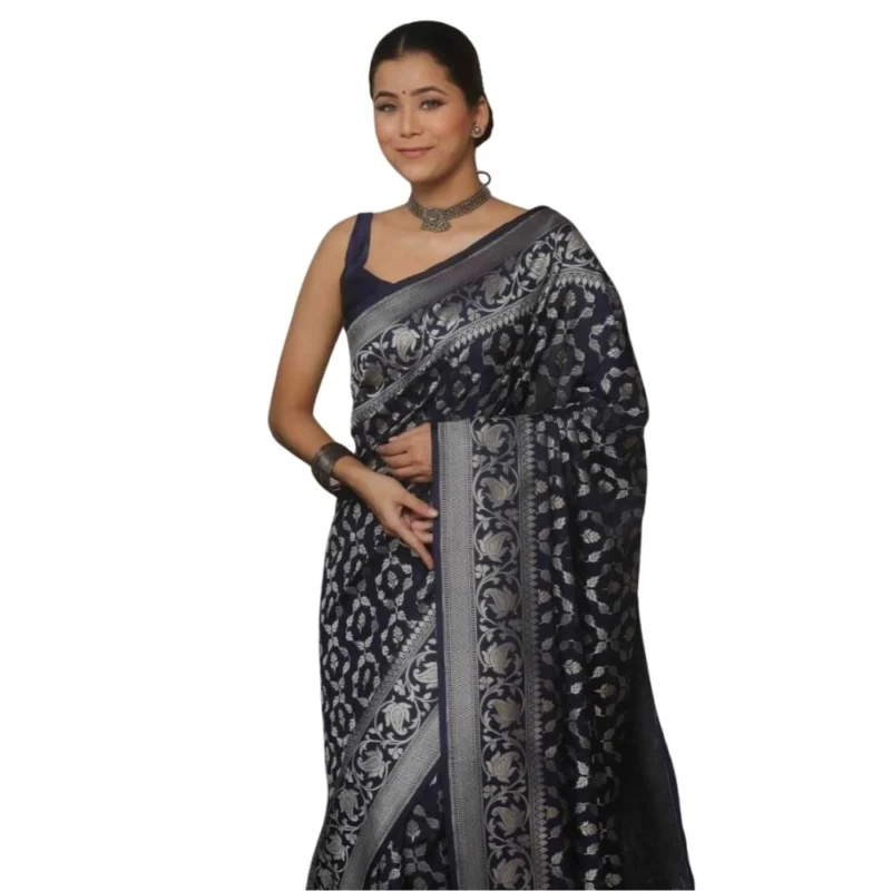 54466128230_2c3aa685a7_o_d-1000x1000-1.webp Generic Women's Silk Printed Saree With Unstitched Blouse 5.5Mtr (Navy Blue)