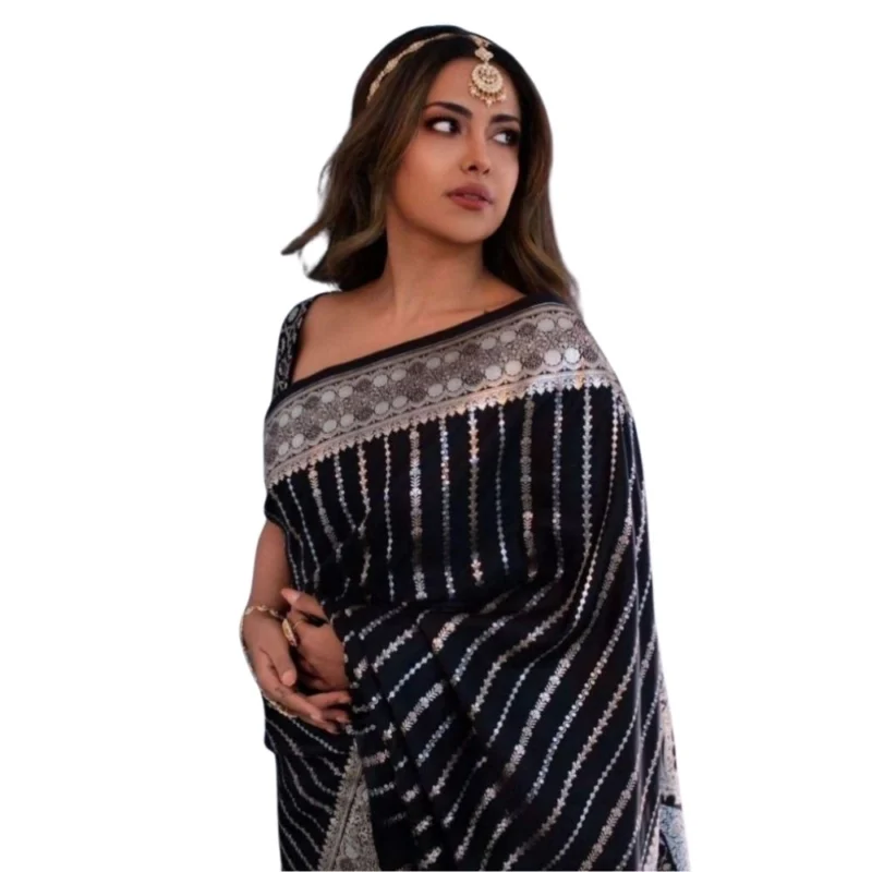 54466128300_cdd81ee3d9_o_d-1000x1000-1.webp Generic Women's Silk Printed Saree With Unstitched Blouse 5.5Mtr (Black)