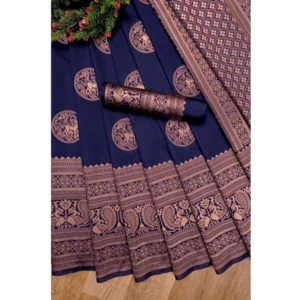 54471725632_a388d56dd0_o_d-1000x1000-1.webp Generic Women's Soft Lichi Silk Printed Saree With Unstitched Blouse 5.5Mtr (Navy Blue)