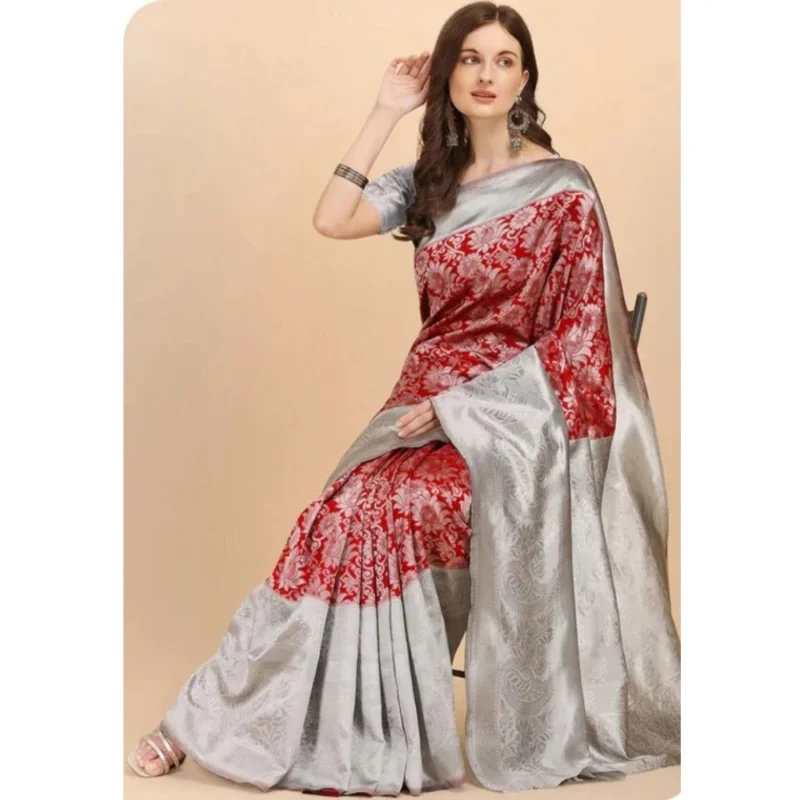 54471725952_c84a71151c_o_d-1000x1000-1.webp Generic Women's Soft Lichi Silk Printed Saree With Unstitched Blouse 5.5Mtr (Red)