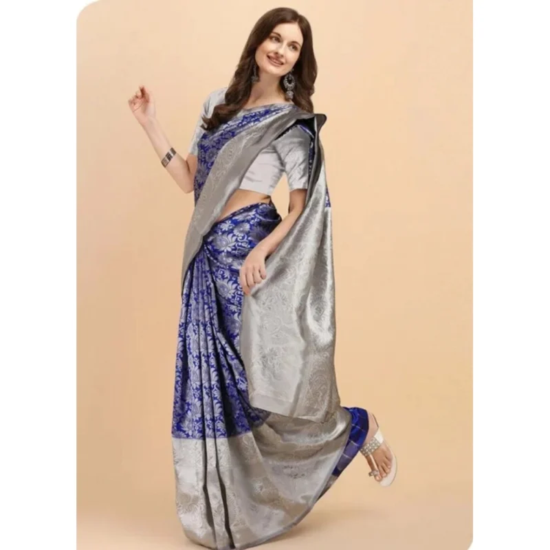 54471726012_722585d81e_o_d-1000x1000-1.webp Generic Women's Soft Lichi Silk Printed Saree With Unstitched Blouse 5.5Mtr (Blue)