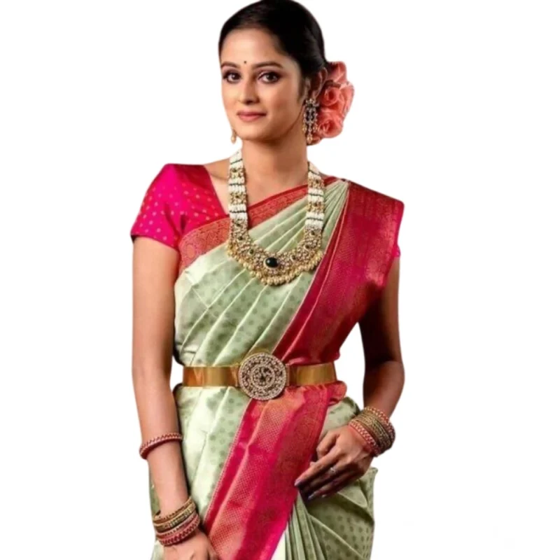 54472566991_c39a9a73e0_o_d-1000x1000-1.webp Generic Women's Soft Lichi Silk Printed Saree With Unstitched Blouse 5.5Mtr (Light Green)