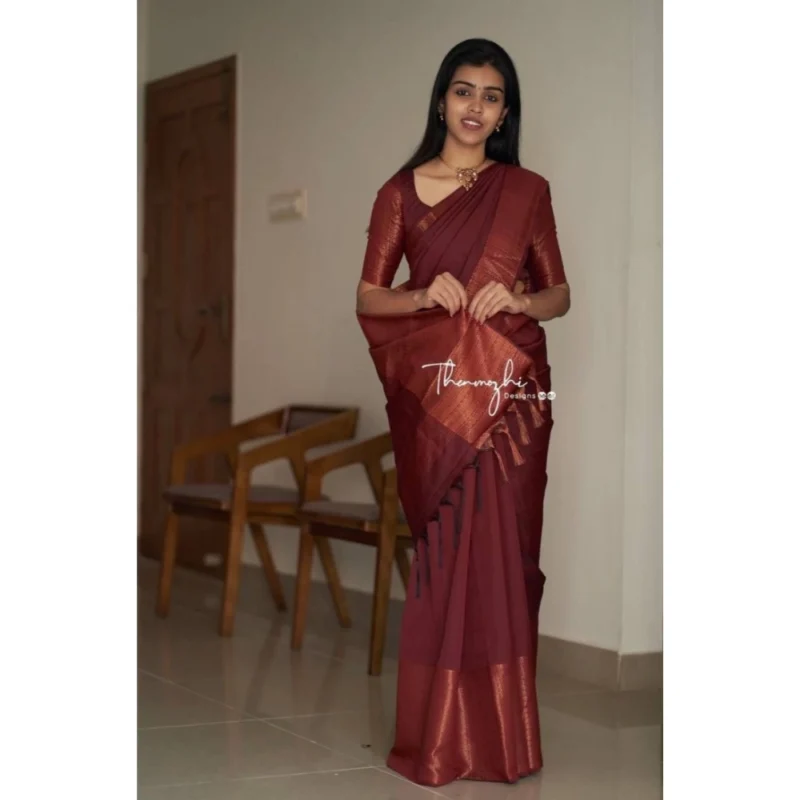 54472567411_5fe253d7bb_o_d-1000x1000-1.webp Generic Women's Soft Lichi Silk Solid Saree With Unstitched Blouse 5.5Mtr (Maroon)