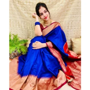 54472567646_68925b780f_o_d-1000x1000-1.webp Generic Women's Soft Lichi Silk Solid Saree With Unstitched Blouse 5.5Mtr (Blue)