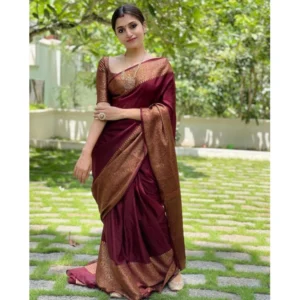 54472567676_b947500e2e_o_d-1000x1000-1.webp Generic Women's Soft Lichi Silk Solid Saree With Unstitched Blouse 5.5Mtr (Maroon)