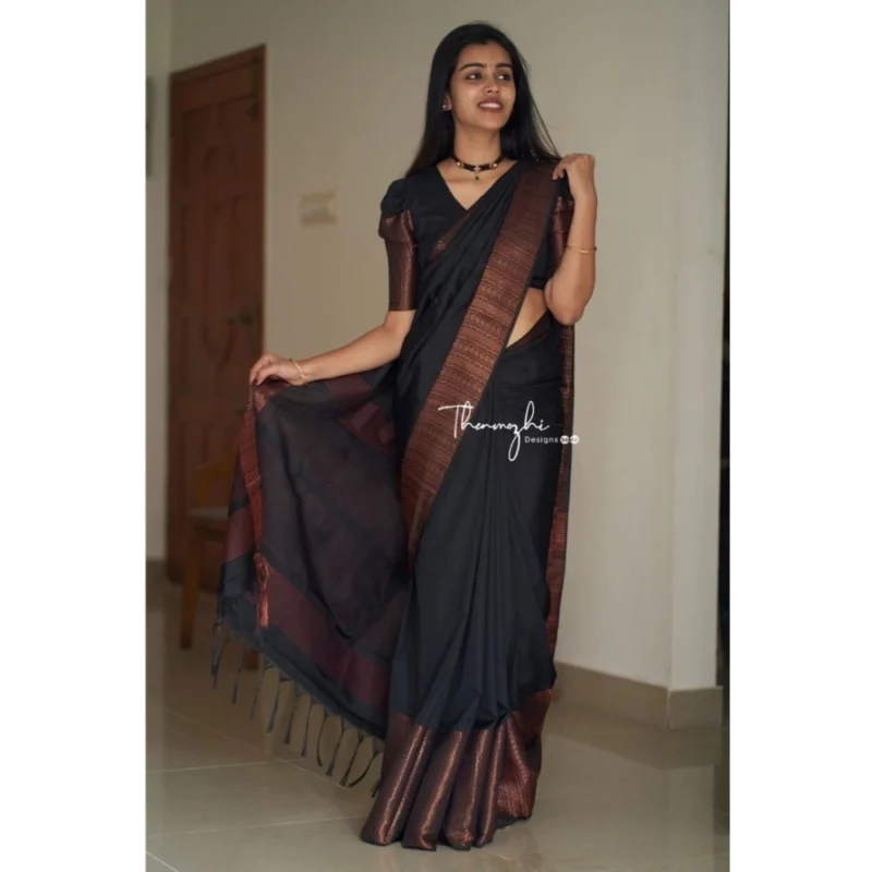 54472767019_cffdeff004_o_d-1000x1000-1.webp Generic Women's Soft Lichi Silk Solid Saree With Unstitched Blouse 5.5Mtr (Black)