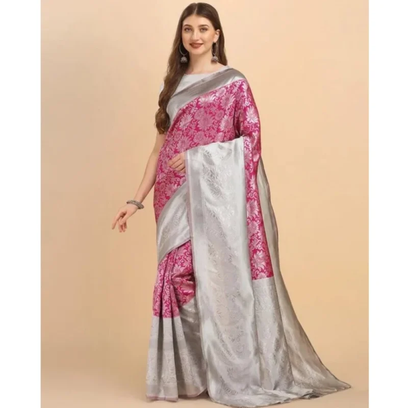 54472767389_af70c88cd8_o_d-1000x1000-1.webp Generic Women's Soft Lichi Silk Printed Saree With Unstitched Blouse 5.5Mtr (Pink)