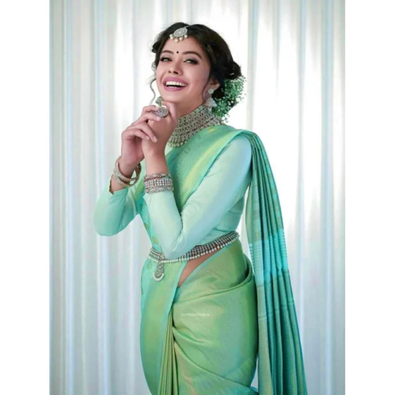 54472767574_52e86115db_o_d-1000x1000-1.webp Generic Women's Soft Lichi Silk Printed Saree With Unstitched Blouse 5.5Mtr (Light Green)