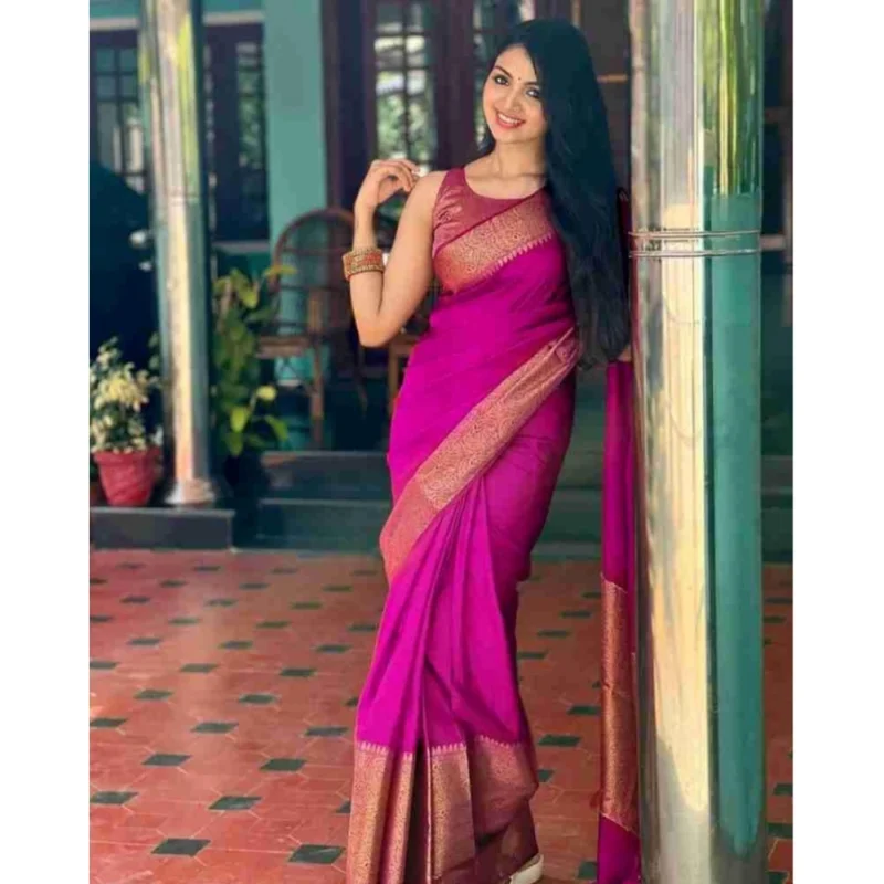 54472767614_4e86437f16_o_d-1000x1000-1.webp Generic Women's Soft Lichi Silk Solid Saree With Unstitched Blouse 5.5Mtr (Pink)