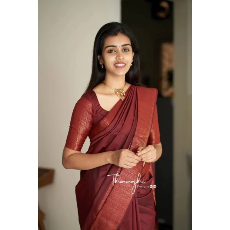 54472835888_cd4ba3a106_o_d-1000x1000-1.webp Generic Women's Soft Lichi Silk Solid Saree With Unstitched Blouse 5.5Mtr (Maroon)