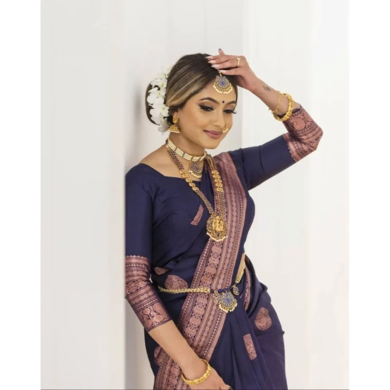 54472923560_4e8b171c45_o_d-1000x1000-1.webp Generic Women's Soft Lichi Silk Printed Saree With Unstitched Blouse 5.5Mtr (Navy Blue)