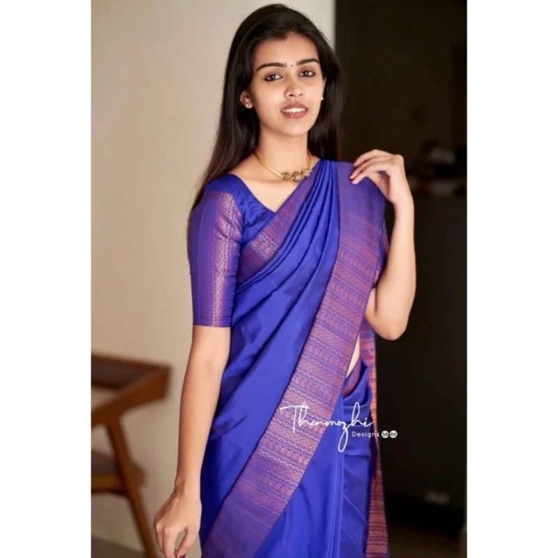 54472923595_d9cde424cf_o_d-1000x1000-1.webp Generic Women's Soft Lichi Silk Solid Saree With Unstitched Blouse 5.5Mtr (Blue)